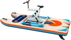 Bicicleta catamarán hinchable para agua con hélice y timón Seahorse B2.26