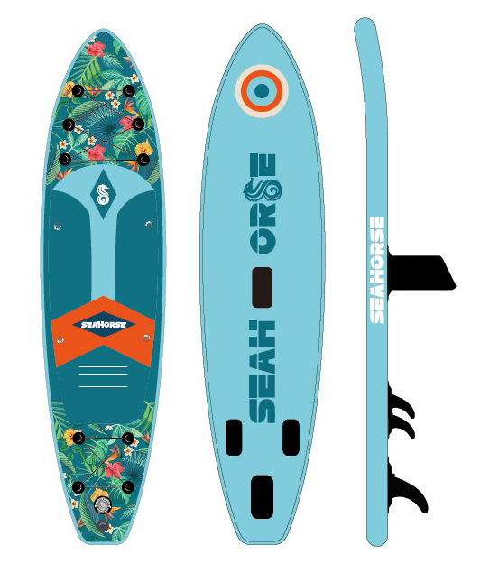 Tabla paddle surf hinchable tropical Seahorse T4.26 con diseño exótico